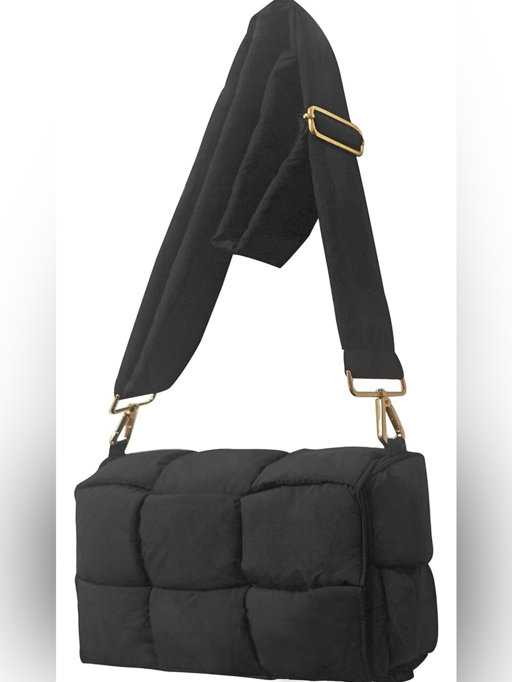 Quilted Puffer Crossbody Bag in Black - Picture 4 of 4
